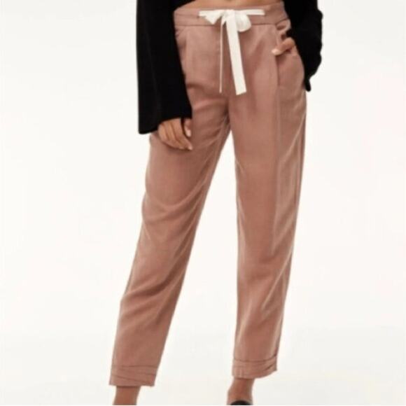 Aritzia Wilfred Allant Pink Cropped Cuff Linen Blend Pants Size 2 - Picture 1 of 8